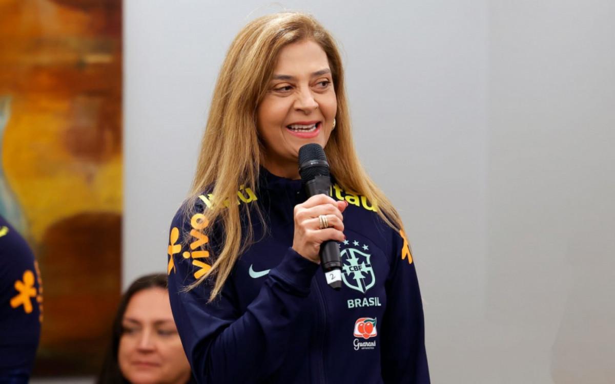 A presidente do Palmeiras, Leila Pereira, está entre os nomes que devem acompanhar a estreia brasileira no Mundial (Foto/Raphael Ribeiro/CBF)