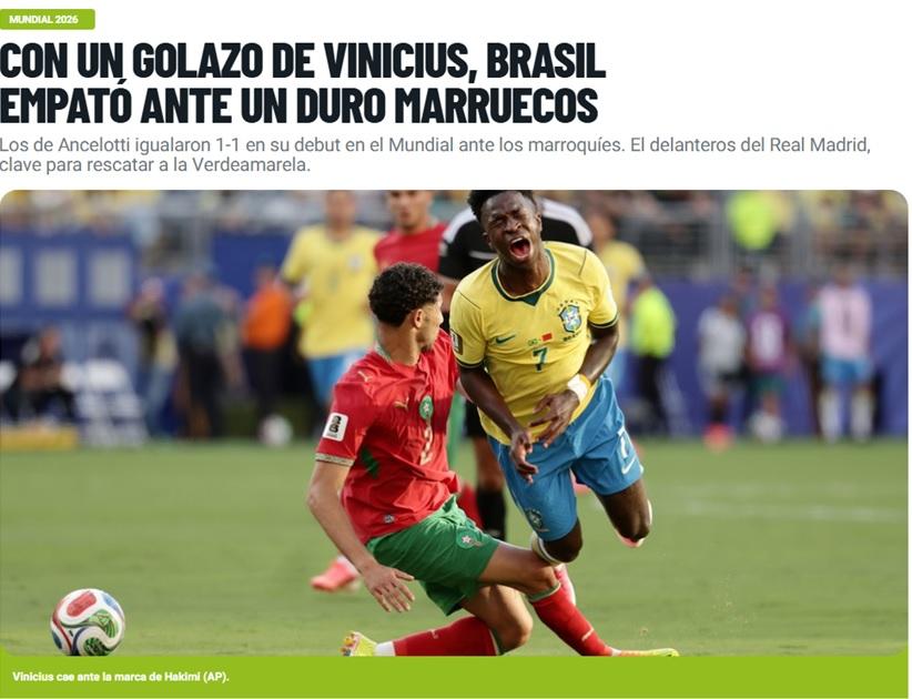 O jornal Olé (Argentina) disse que o Brasil teve grandes dificuldades em controlar o adversário. (Foto/Print capa Olé)