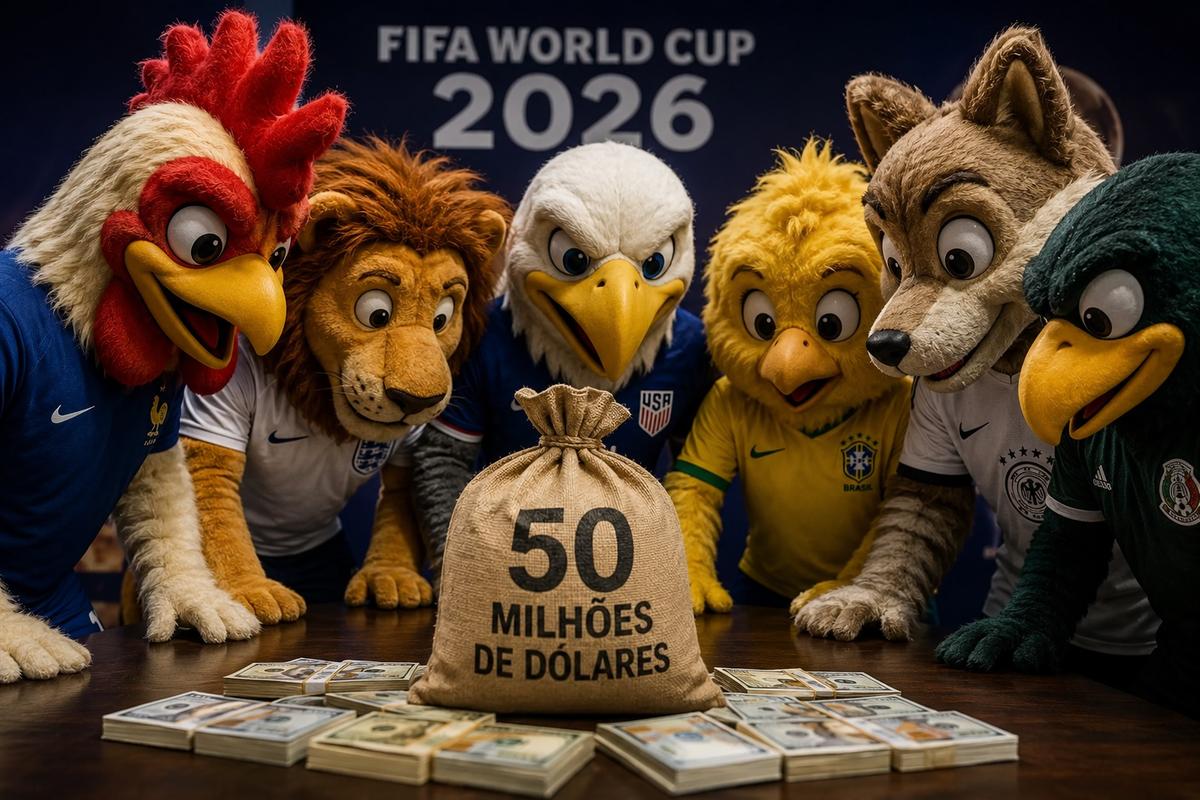 Premiação total da Copa do Mundo 2026 chega a US$ 655 milhões; campeão receberá US$ 50 milhões (Foto/IA)