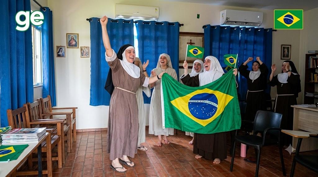 Comemoração das irmãs repercutiu nas redes sociais. (Foto/GE))