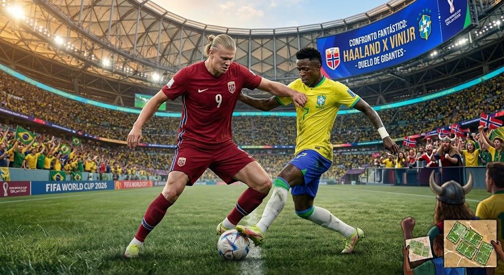Vini Jr. é a esperança do Brasil hoje contra a Noruega de Haaland (Foto/IA)