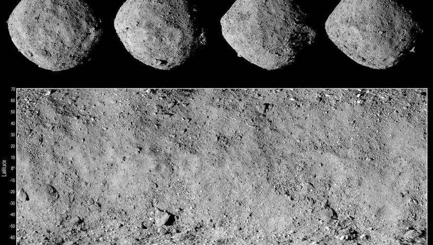 Imagens capturadas em 2 de dezembro de 2018 pela câmera PolyCam da sonda OSIRIS-REx mostram os quatro lados do asteroide Bennu (Foto/Divulgação NASA)