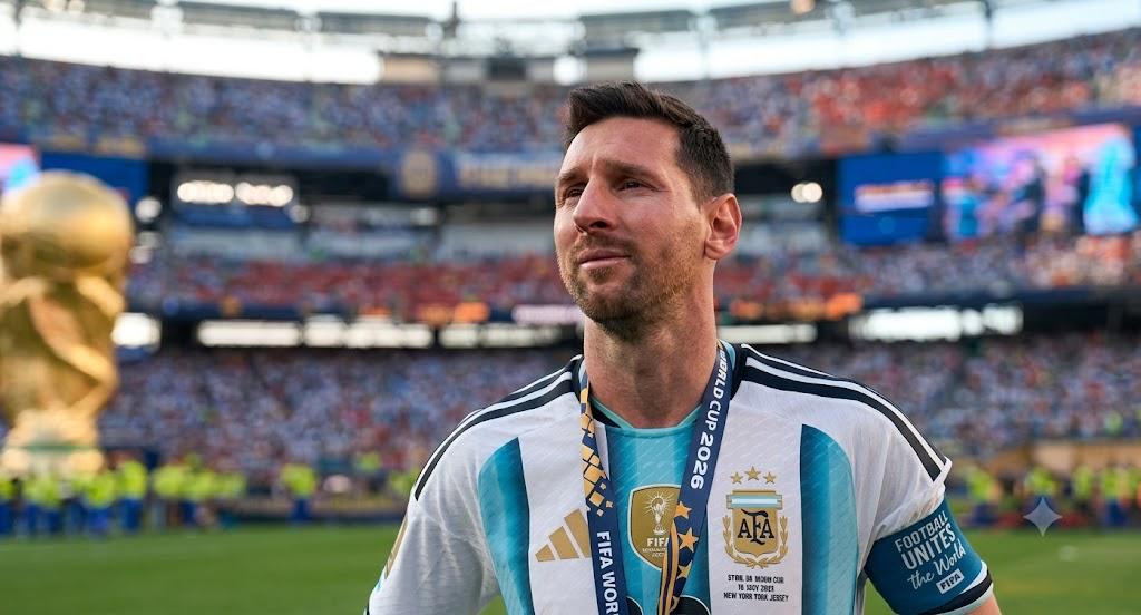 Lionel Messi não conteve a emoção após receber a medalha de prata na cerimônia de premiação da Copa do Mundo. (Foto/Youtube)