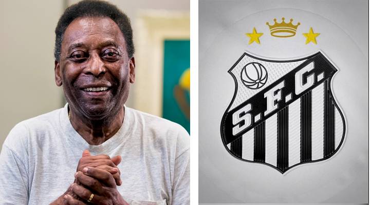 Santos divulga camisa com novo escudo com homenagem a Pelé